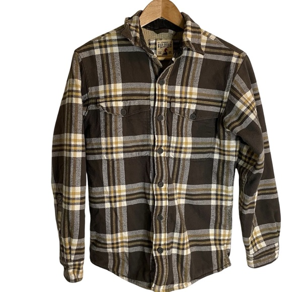 Red Head Green & Yellow Plaid Button-Up Shacket Size Small gorpcore outdoor cozy - Picture 1 of 7